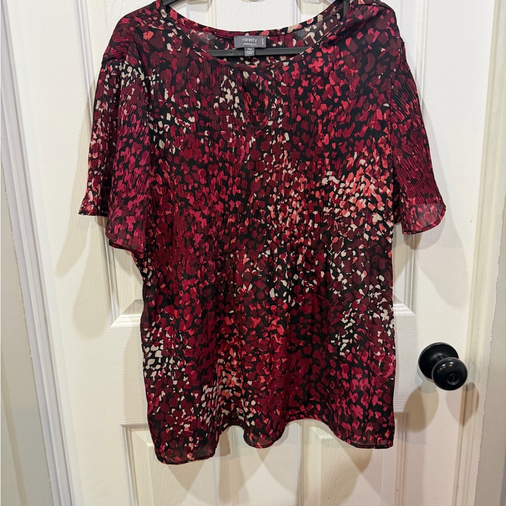 Ninety Women's Red and Black Blouse